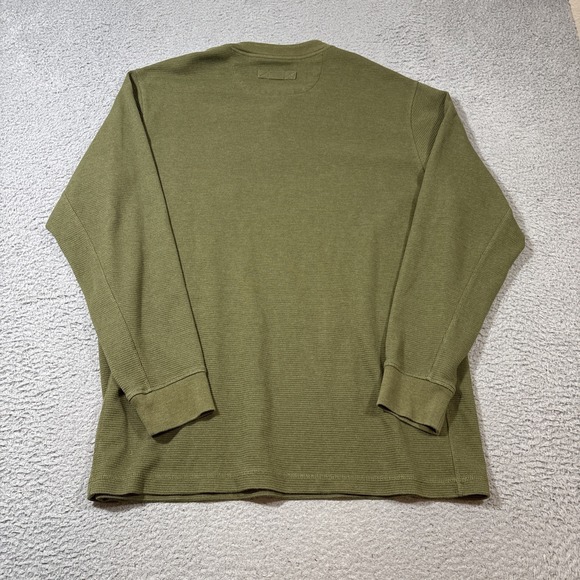 Duluth Trading Co. Mens XL Green Burly Thermal Henley Shirt Relaxed Fit Waffle - Picture 5 of 6